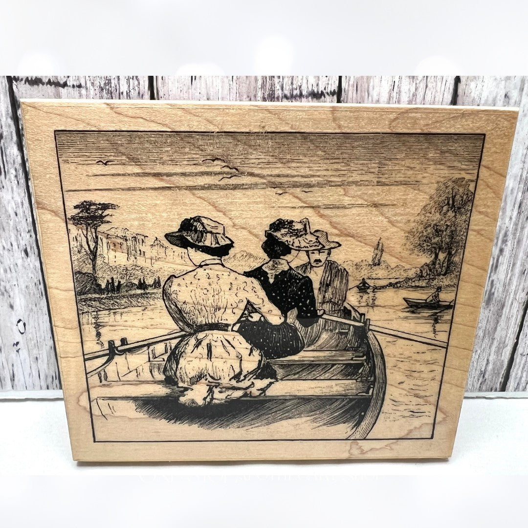 B Line ROWING PARTY Vintage Lady Ladies Rubber Stamp