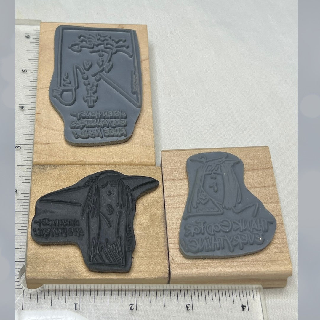Emerson Quillin THANK GOD Knee Mail Age Happens Religious Funny Rubber Stamps