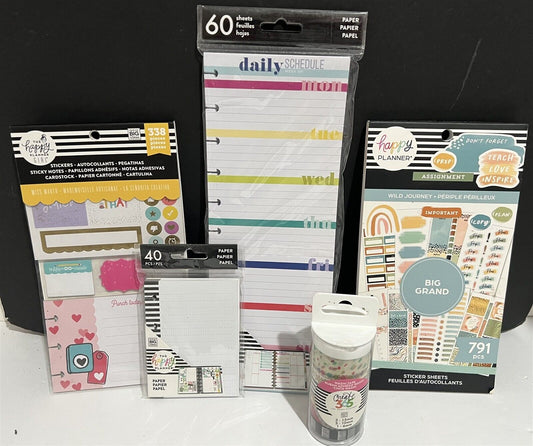 The Happy Planner PLANNER Journaling Kit Stickers Washi Tape Papers Lot