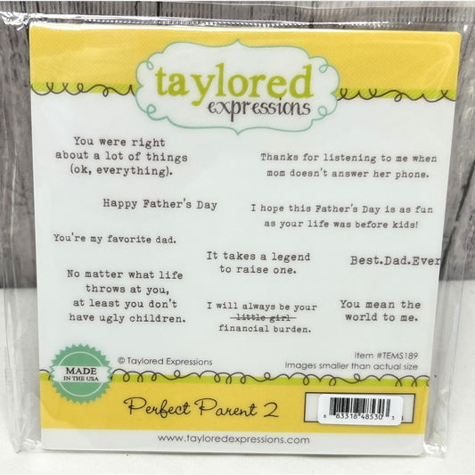 Taylored Expressions PERFECT PARENT 2 Dad Fathers Day Rubber Stamps Rare