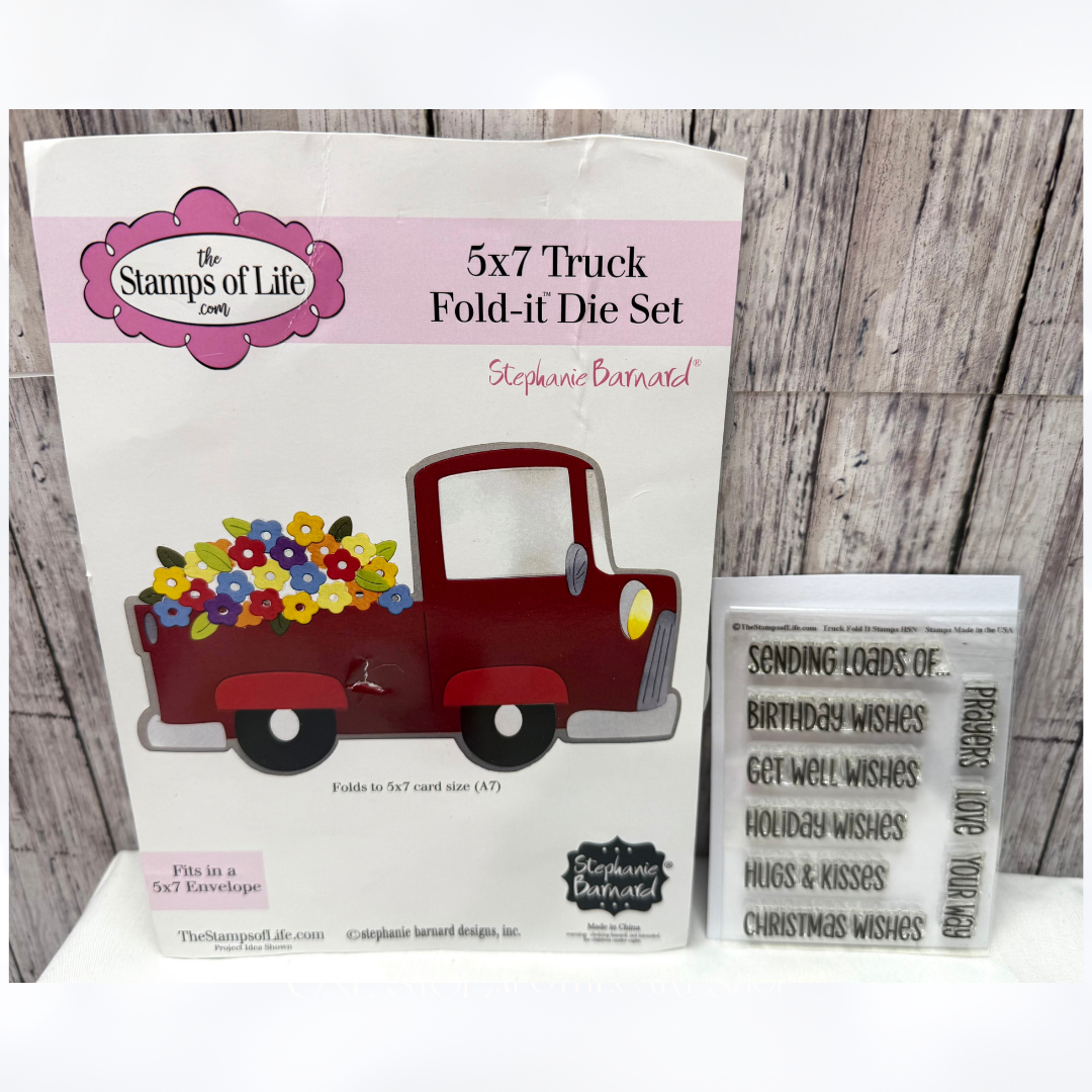 The Stamps of Life 5X7 TRUCK FOLD ITs Pickup Dies & Rubber Stamps