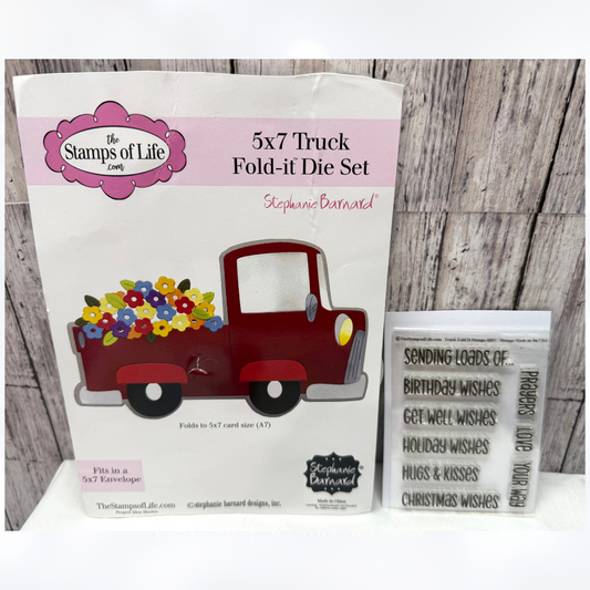 The Stamps of Life 5X7 TRUCK FOLD ITs Pickup Dies & Rubber Stamps
