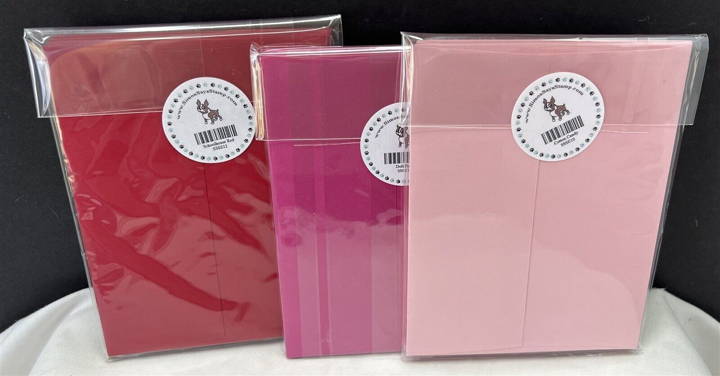 Simon Says Stamp ENVELOPES A2 Size Red Pink Cotton Candy Lot of 3