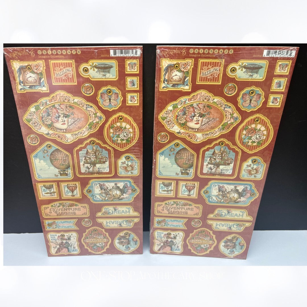 Graphic 45 IMAGINE Collection 12x12 Paper Cardstock Die Cuts Kit
