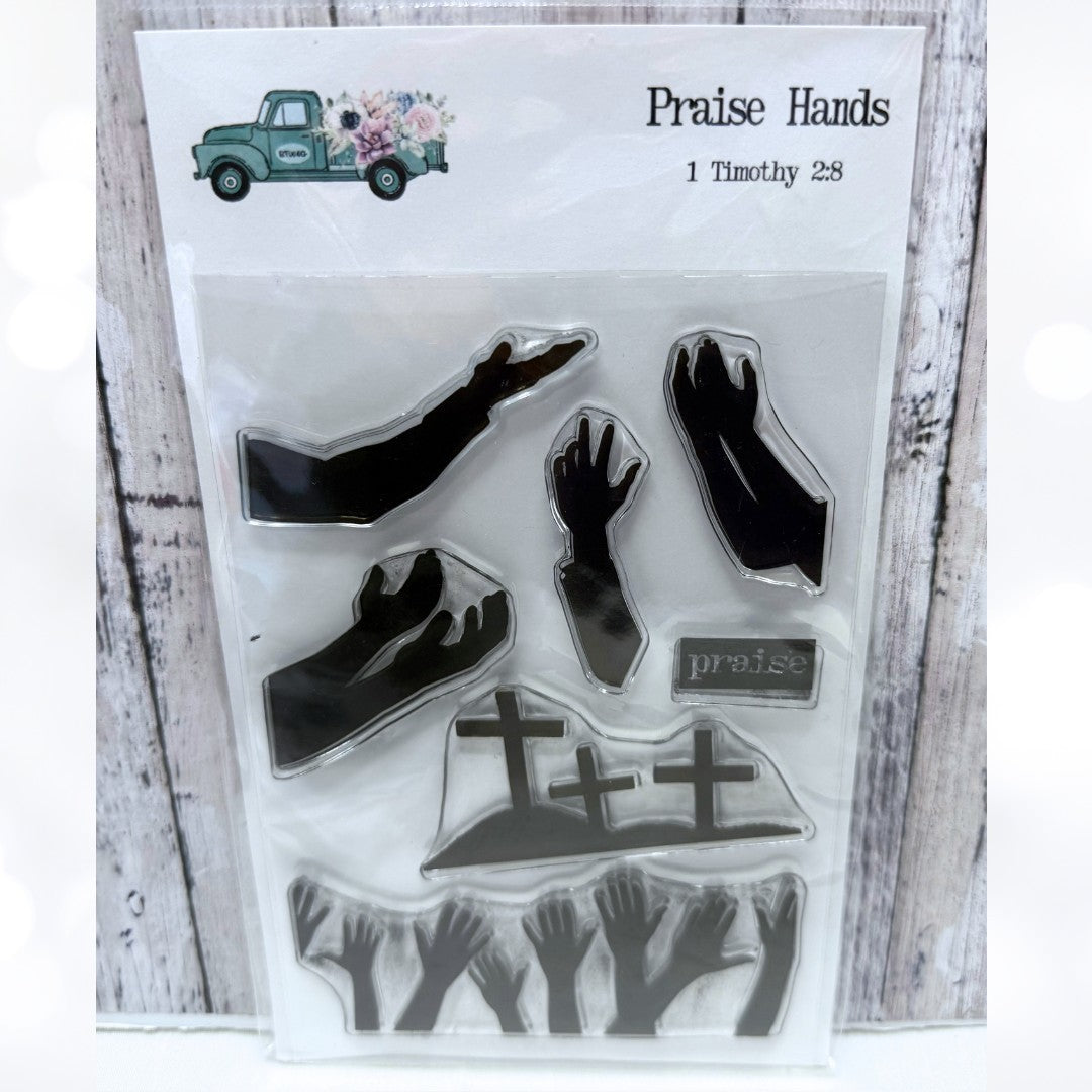 By the Well 4 God PRAISE HANDS Prayer Religious Bible Journaling Rubber Stamps