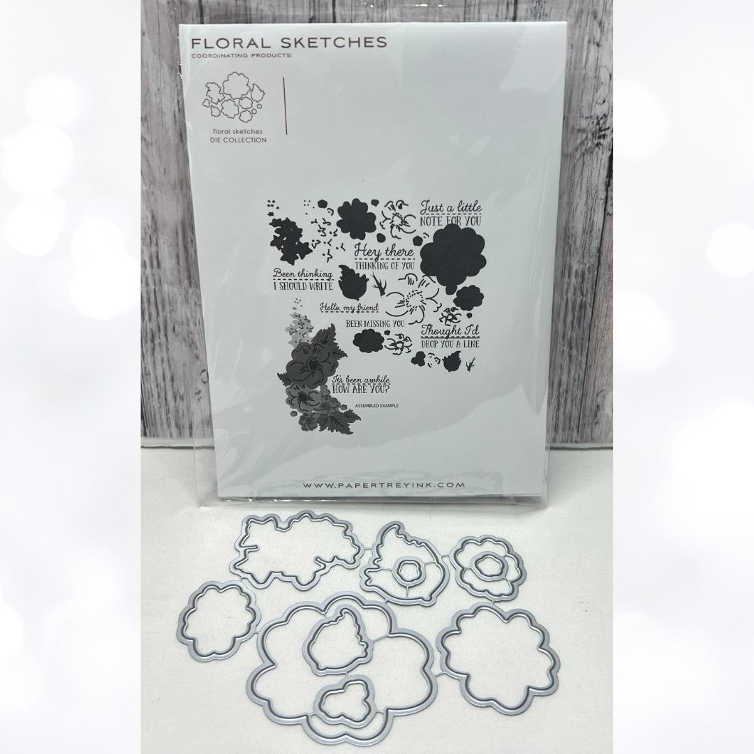 Papertrey Ink FLORAL SKETCHES Flowers Rubber Stamps Dies