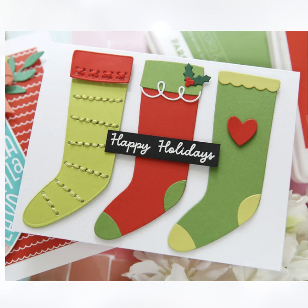 Concord & 9th STOCKING STAMP & STITCH Christmas Rubber Stamps Dies