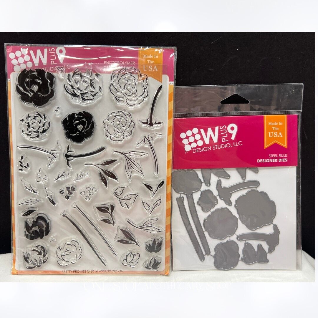 Wplus9 PRETTY PEONIES Flowers Floral Peony 6x8 Rubber Stamps Dies