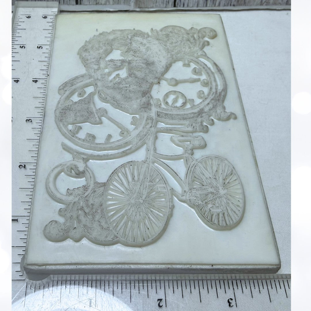 LaBlanche CLOCKS Bicycle Mixed Media Collage Rubber Stamp