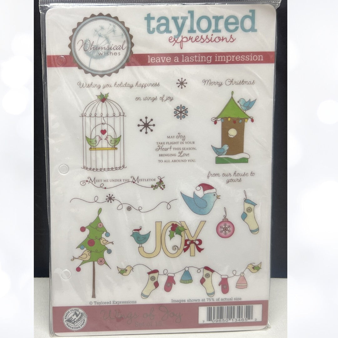 Taylored Expressions WINGS OF JOY Christmas Birds Rubber Stamps