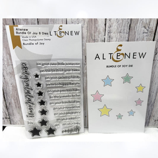 Altenew BUNDLE OF JOY Baby Boy Girl Shower Sentiments Rubber Stamps Dies