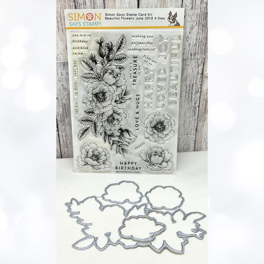 Simon Says Stamp BEAUTIFUL FLOWERS Floral 6x8 Rubber Stamps Dies
