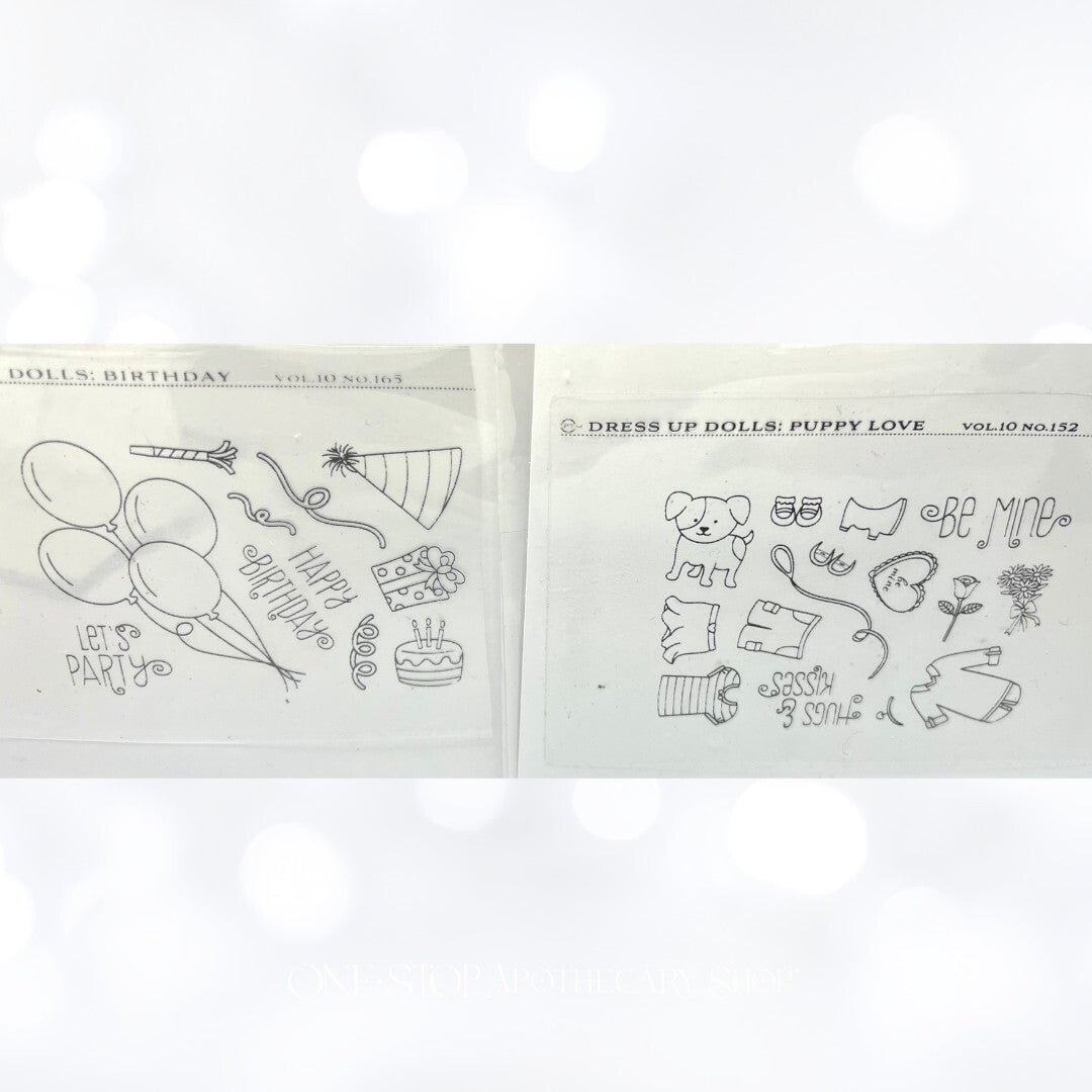 Papertrey Ink DRESS UP DOLLS Paper School Easter Birthday Rubber Stamps Dies Lot