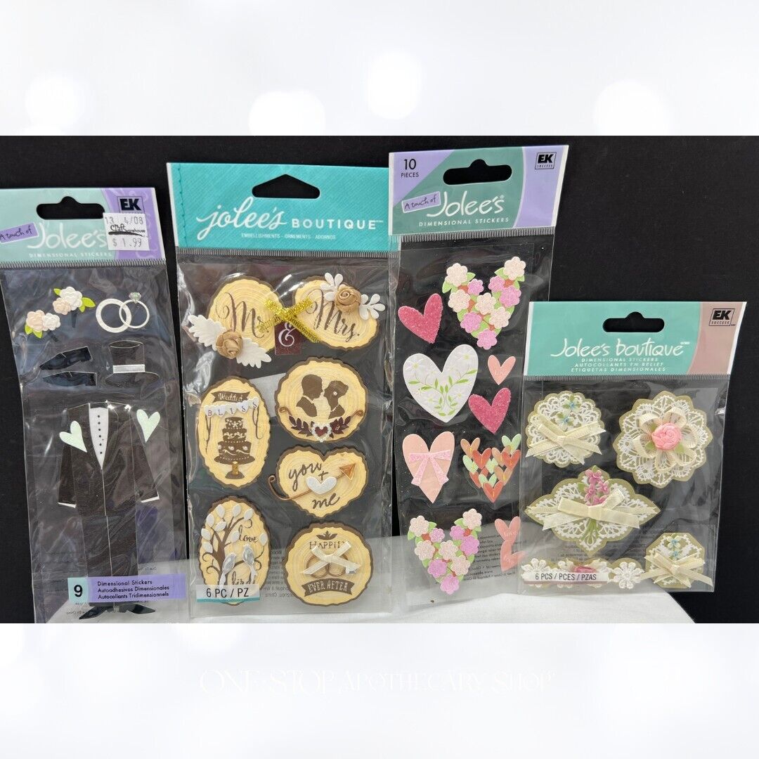 Jolees Boutique WEDDING Bride Groom Scrapbook Craft Stickers Lot of 15
