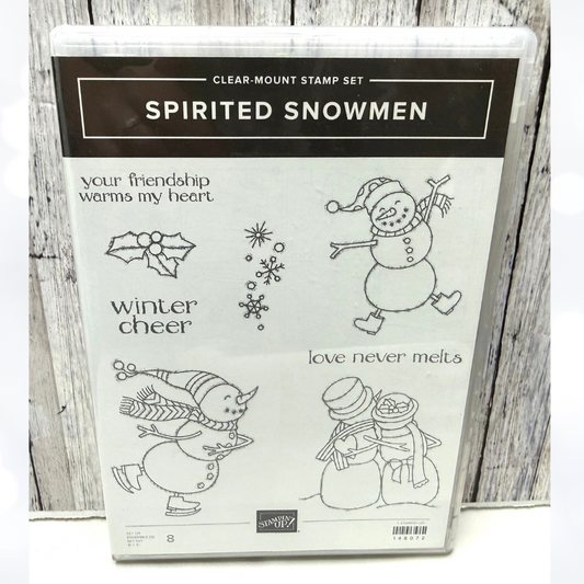 Stampin Up SPIRITED SNOWMEN Christmas Snowman Rubber Stamps