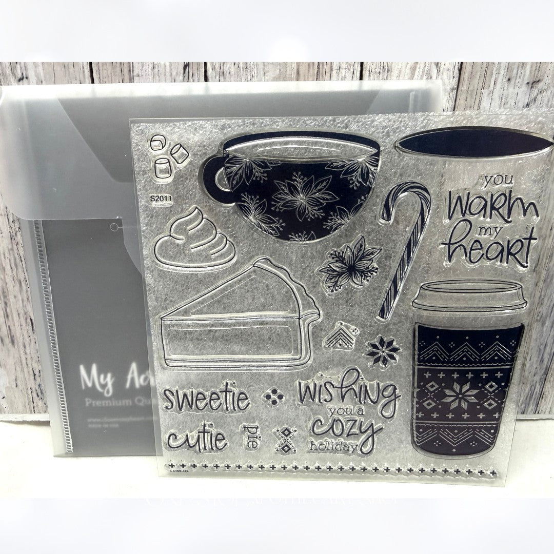 Close To My Heart WARM MY HEART Christmas Hot Chocolate Rubber Stamps