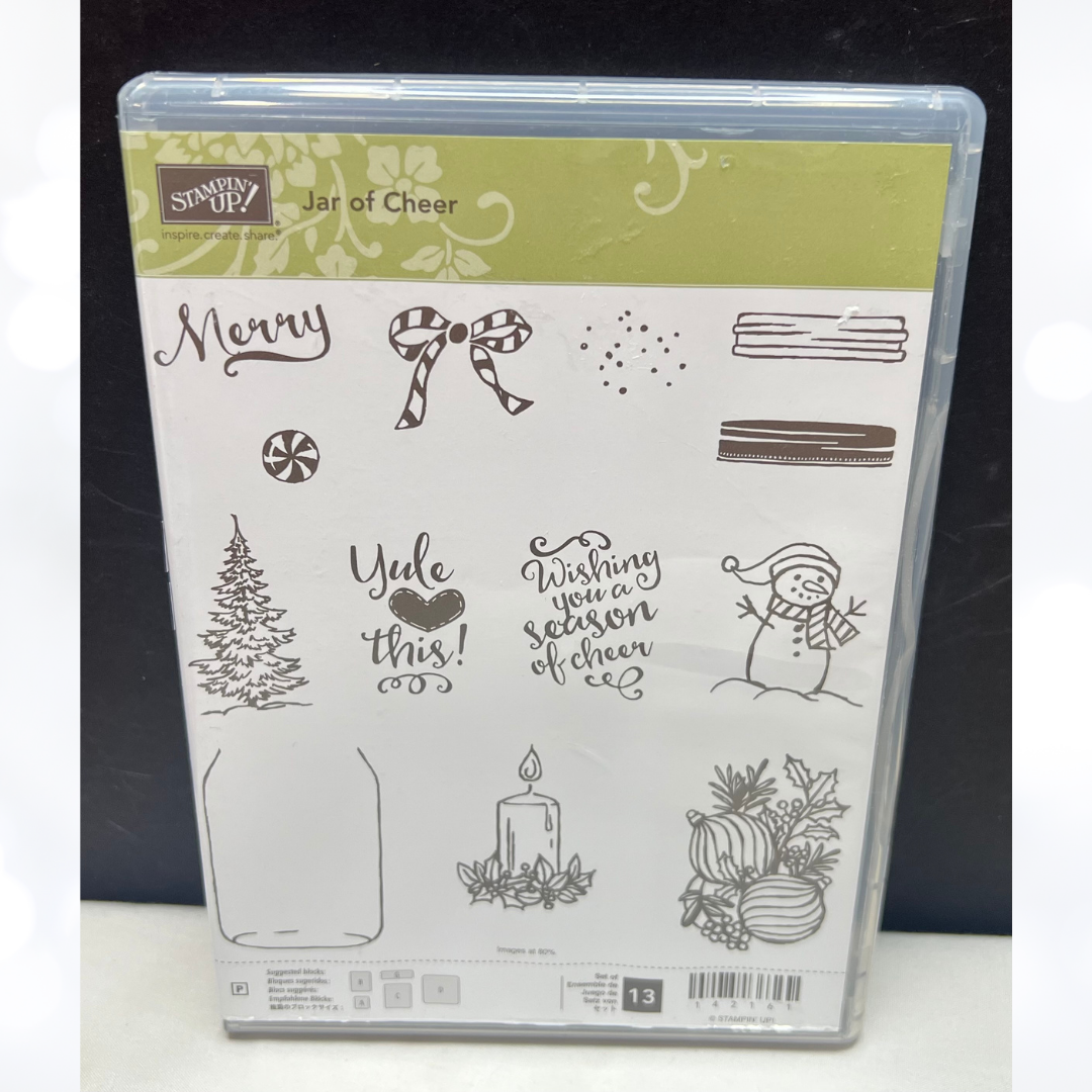 Stampin Up JAR OF CHEER Christmas Snowglobe Holiday Rubber Stamps