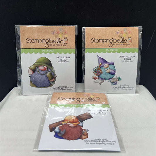 Stamping Bella GNOME Soldier Military Carpenter Accountant Gnomes Rubber Stamps