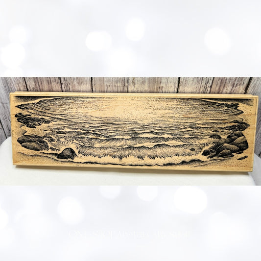 Stampscapes SEASIDE COVE Beach Ocean Sea 139H Rubber Stamp