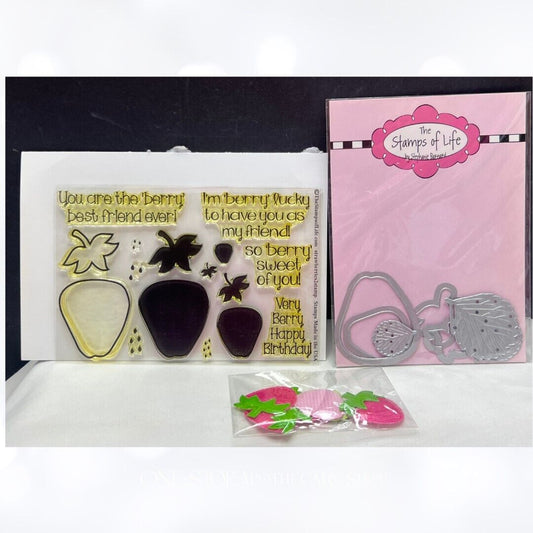 The Stamps of Life STRAWBERRIES Strawberry Fruit Rubber Stamps Dies