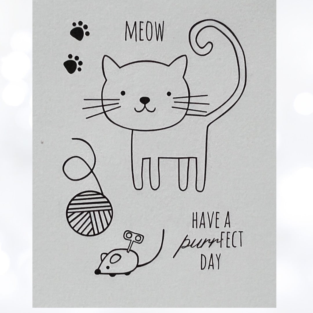 Papertrey Ink CAT'S MEOW Kitten Kitty Mouse Rubber Stamps Dies