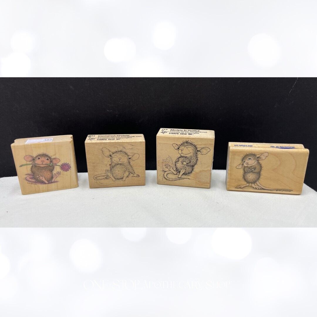 House Mouse MUDPIE Mice Rubber Stamps Lot of 4