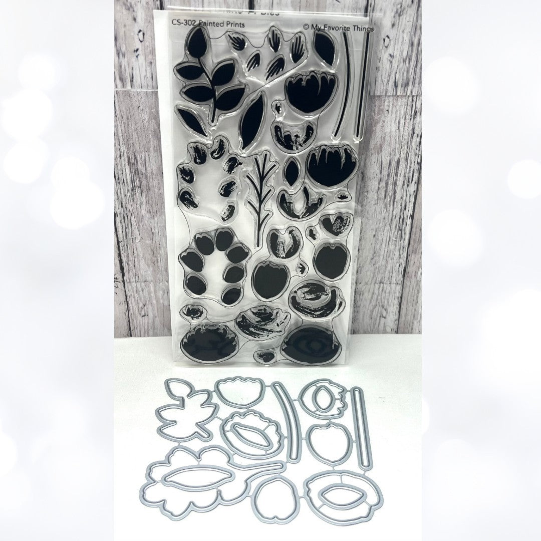 My Favorite Things PAINTED PRINTS Floral Flowers 4x8 Rubber Stamps Dies