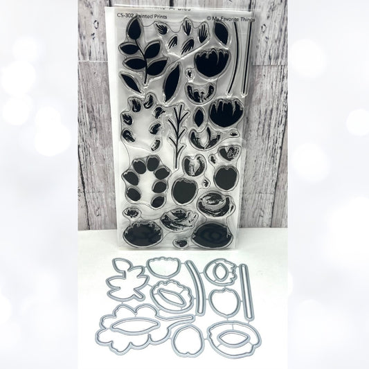 My Favorite Things PAINTED PRINTS Floral Flowers 4x8 Rubber Stamps Dies