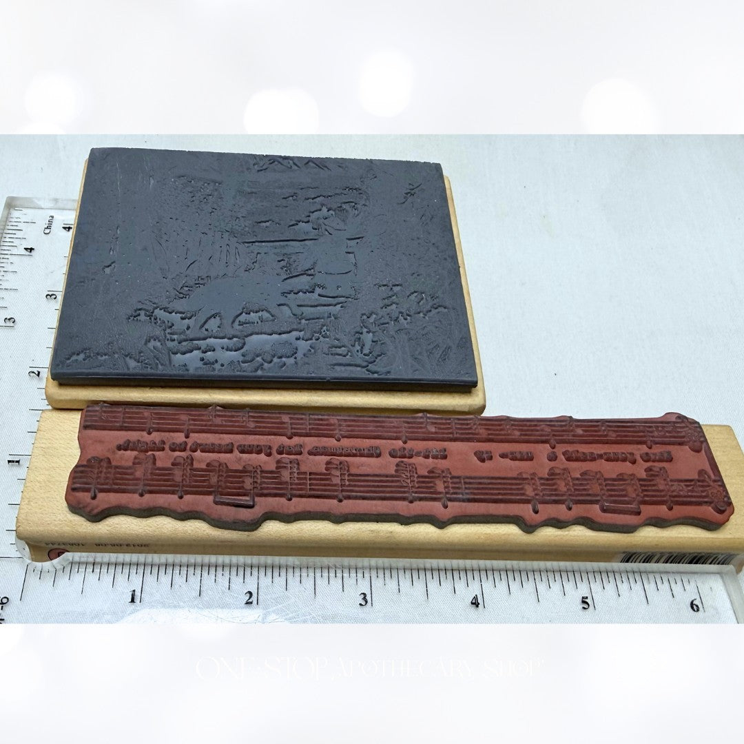 PSX Magenta Tin Can Mail CHRISTMAS Holiday Music Mixed Media Rubber Stamps