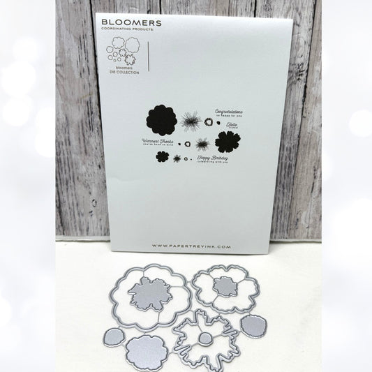 Papertrey Ink BLOOMERS Flowers Floral Rubber Stamps Dies
