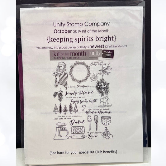 Unity Stamps KEEPING SPIRITS BRIGHT Christmas Rubber Stamps Kit of Month