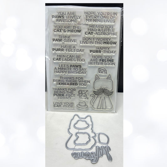 Technique Tuesday KYLE THE COOL CAT Kitty Funny Rubber Stamps Dies