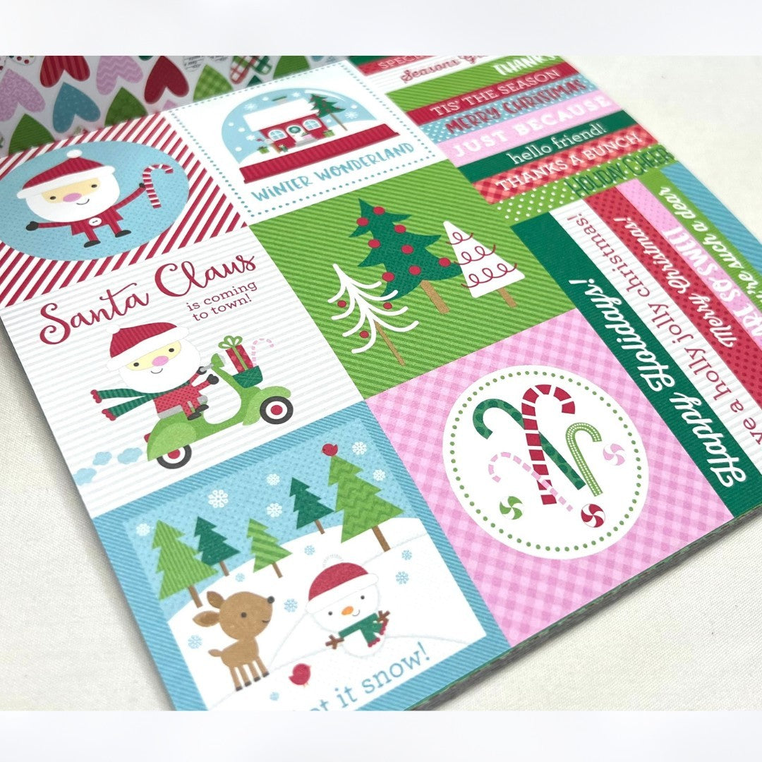 Doodlebug Designs HERE COMES SANTA CLAUS Christmas 6x6 Cardstock Paper Set of 2