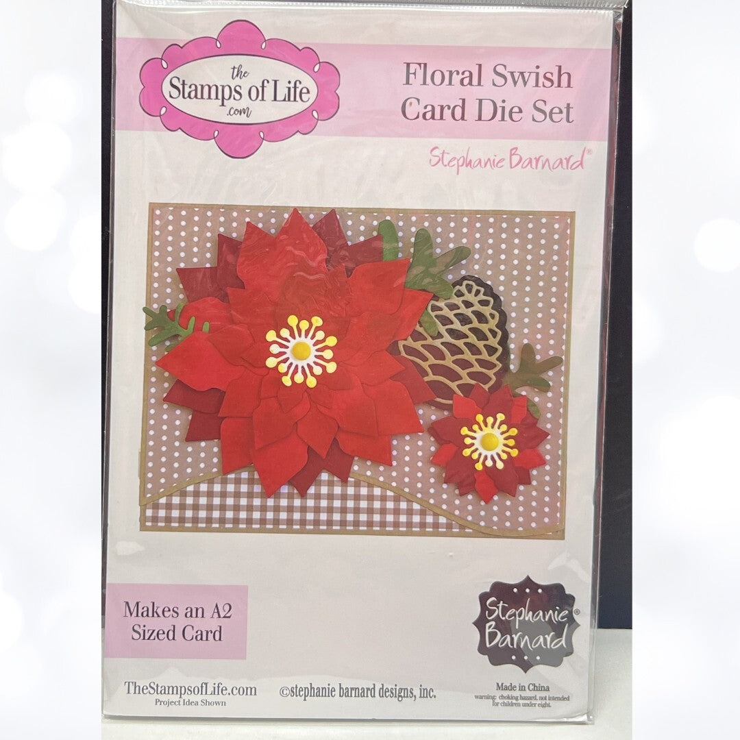 Stamps of Life FLORAL SWISH CARD Christmas Poinsettia A2 Dies