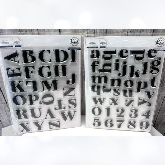 Pinkfresh Studio HEATHER ALPHABET Uppercase Lowercase Letters Rubber Stamps