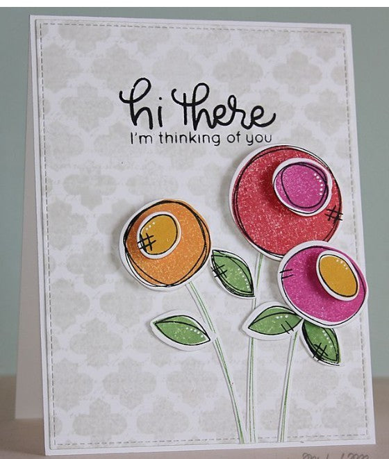 Simon Says Stamp SCRIBBLE FLOWERS Floral Rubber Stamps Dies