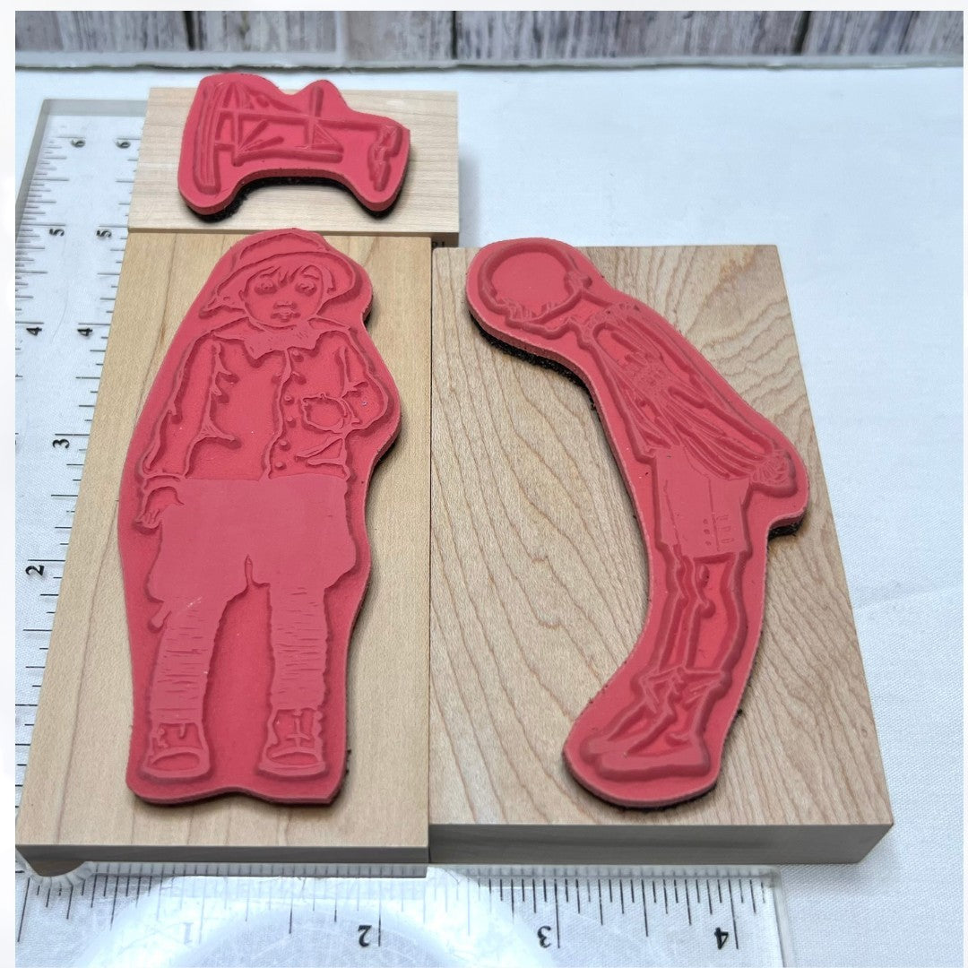 B Line Stamps VINTAGE CHILDREN Kids Peter Willow Aiden Rubber Stamps Lot of 4