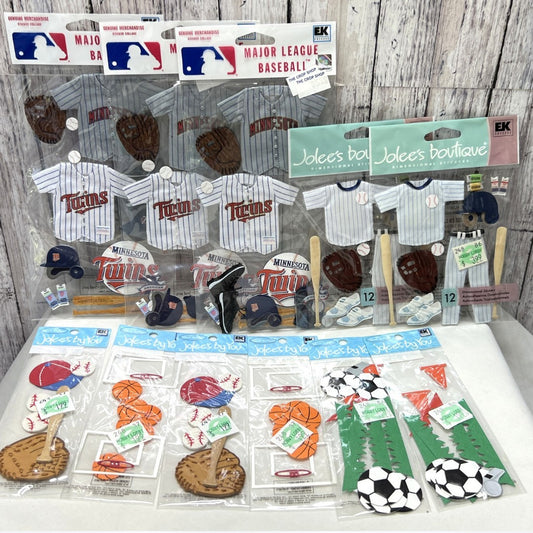Jolees Boutique SPORTS Baseball Basketball Soccer 3D Crafting Stickers Lot of 11