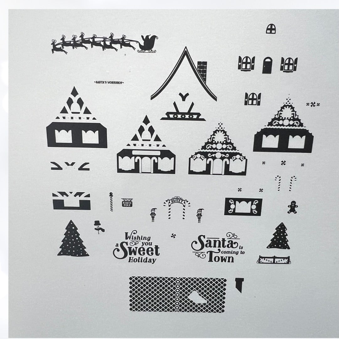 Papertrey Ink Petite Places HOLIDAY LANE Christmas Rubber Stamps Dies Rare
