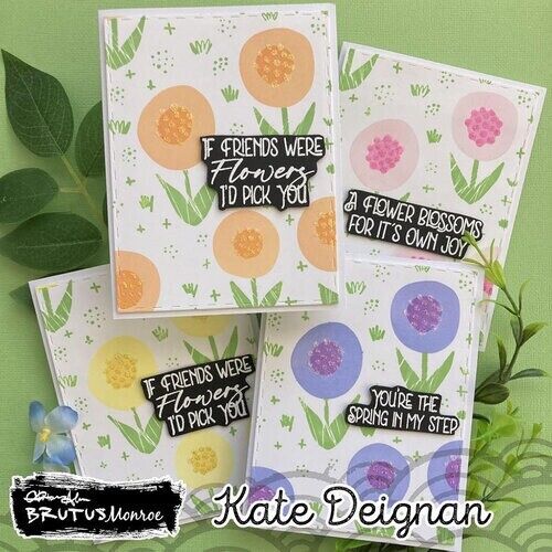 Brutus Monroe SPRING SUNSHINE Flowers Floral Rubber Stamps Layering Stencils Set