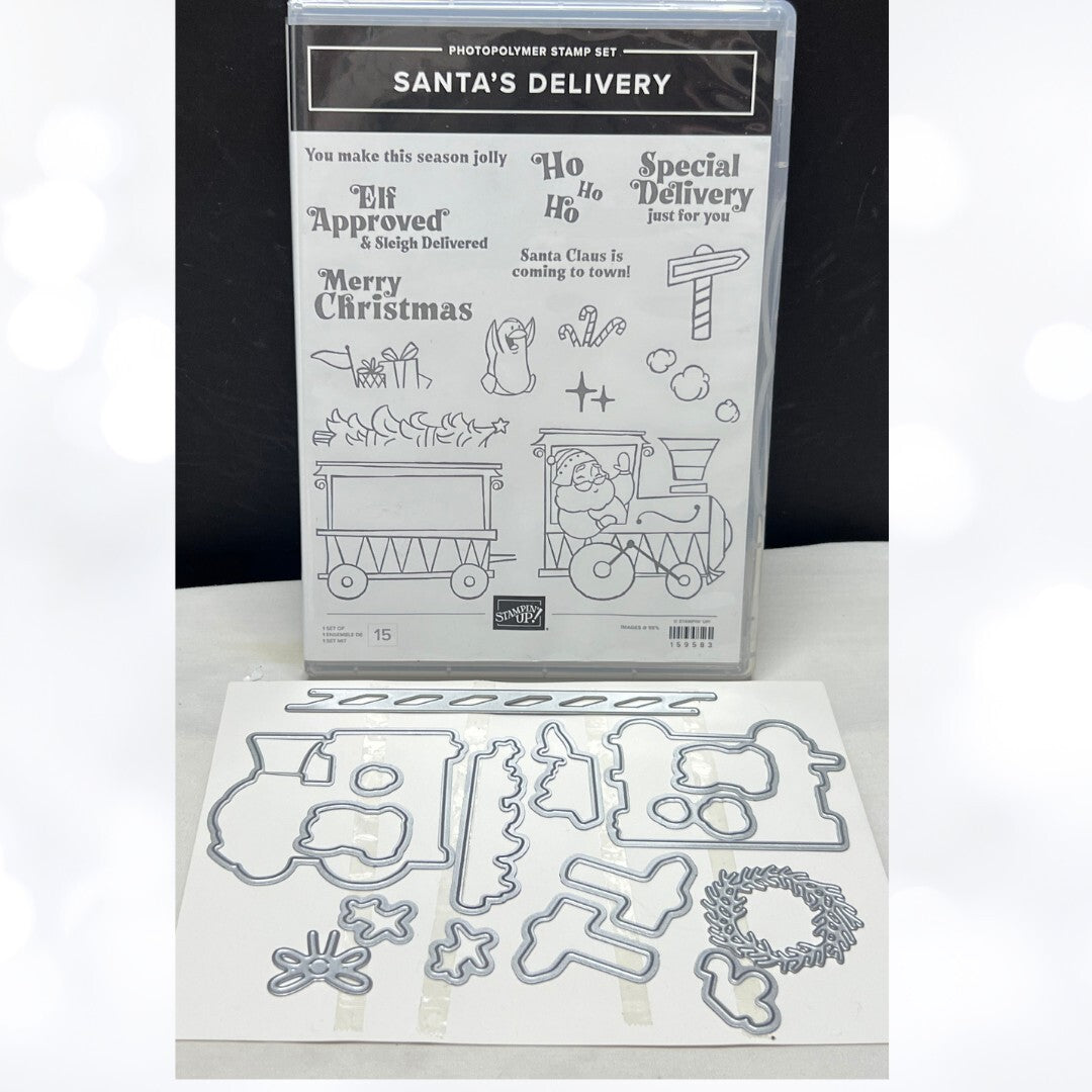 Stampin Up SANTA'S DELIVERY Train Christmas Rubber Stamps Dies