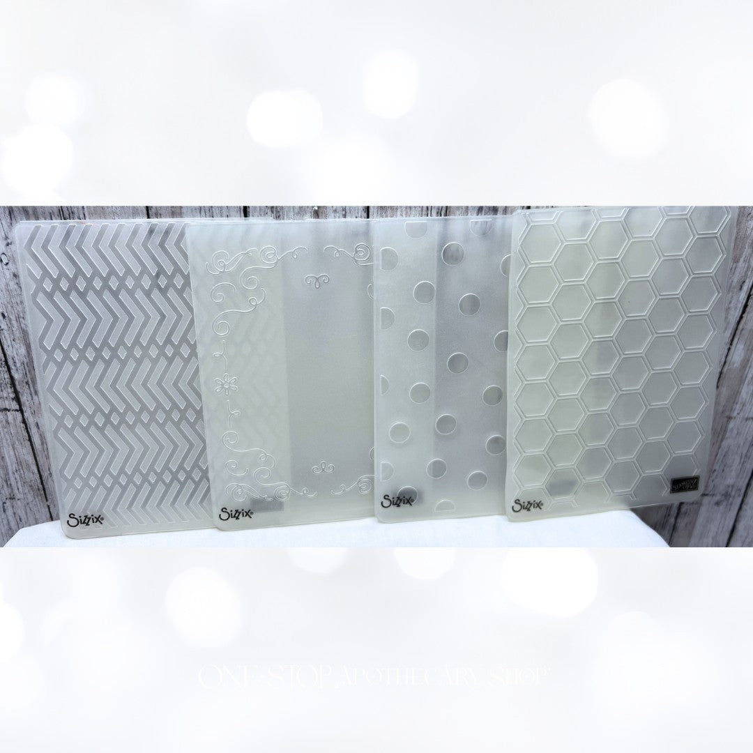 Stampin Up HONEYCOMB Dots Textures Embossing Folders Lot of 4