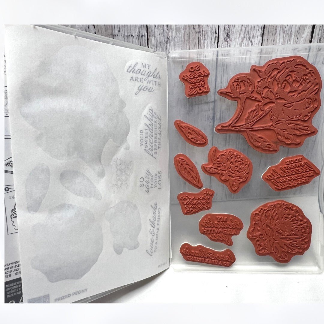 Stampin Up PRIZED PEONY Peonies Flowers Rubber Stamps Dies