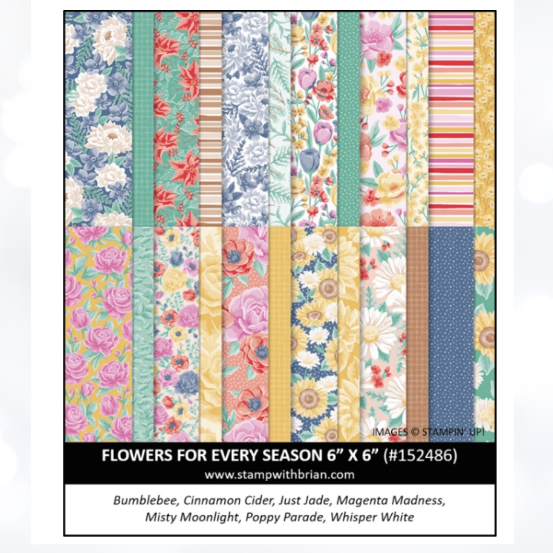 Stampin Up FLOWERS FOR EVERY SEASON 6x6 Paper Cardstock DSP 43 Sheets
