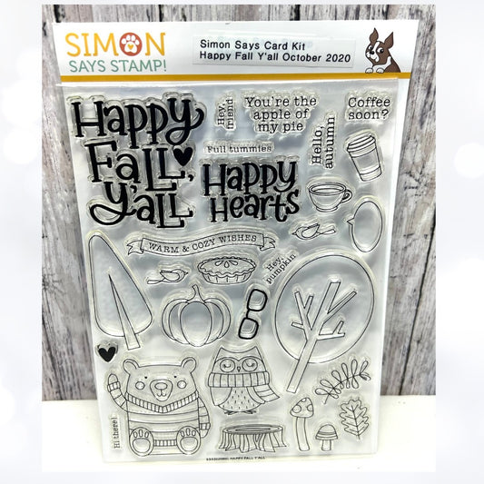 Simon Says Stamp HAPPY FALL Y'ALL Autumn Bear Owls 6x8 Rubber Stamps