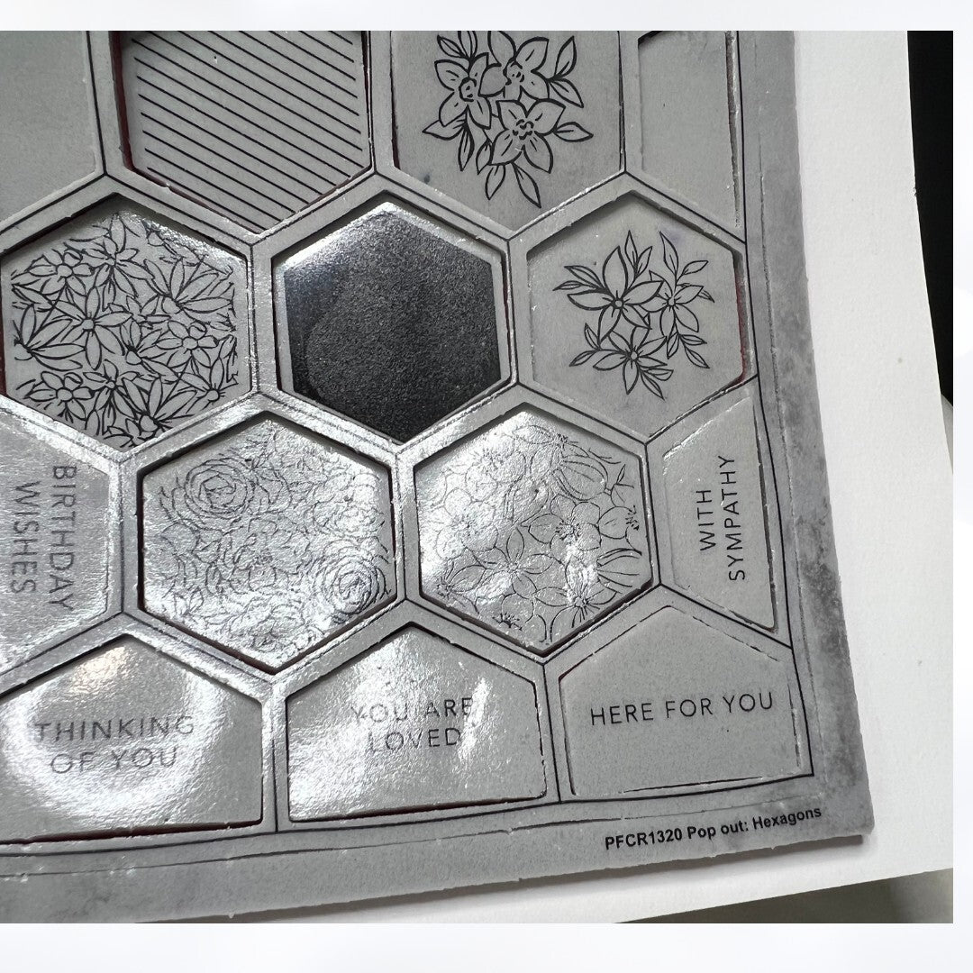 Pinkfresh Studio POP OUT HEXAGONS Floral Rubber Stamps Background Die