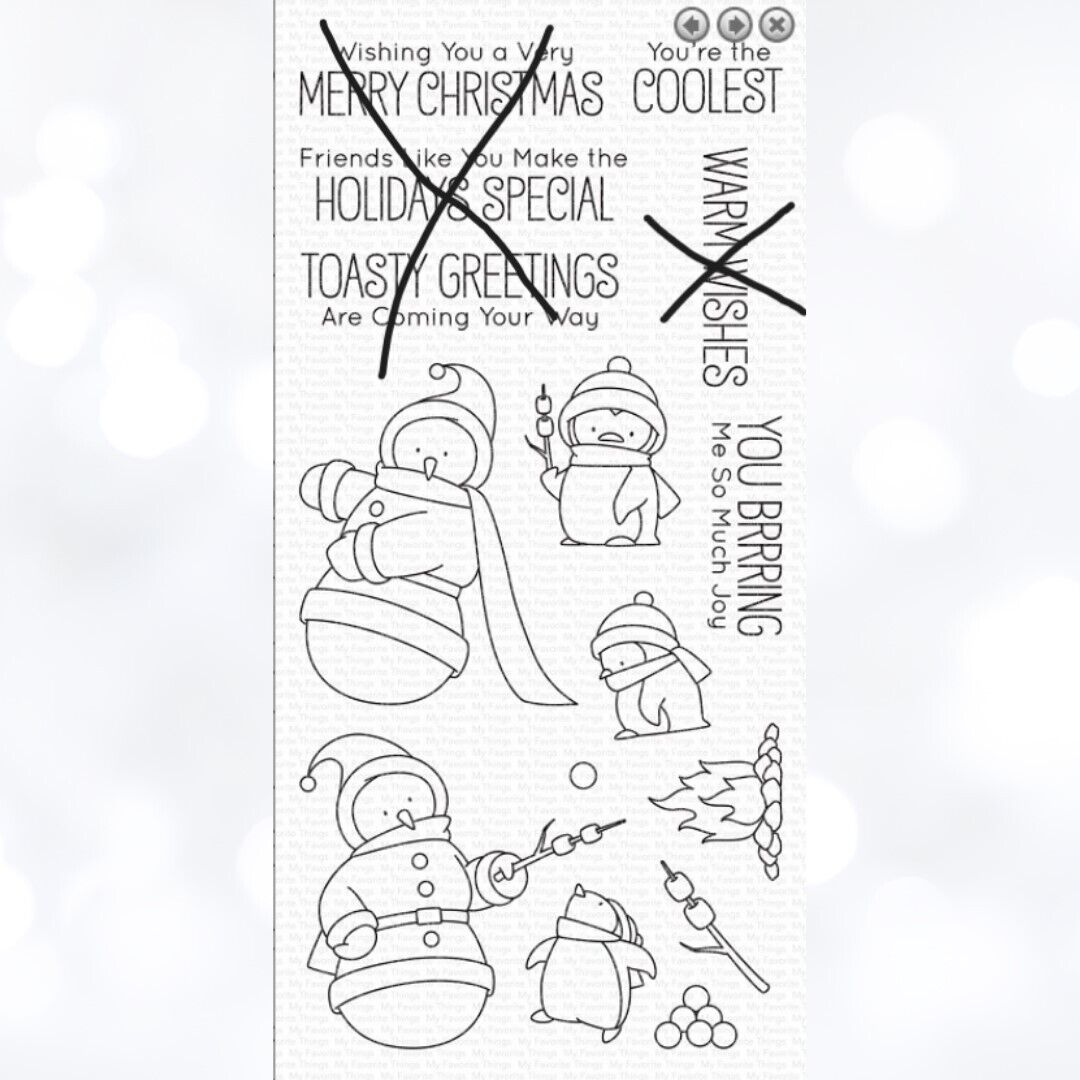 My Favorite Things TOASTY GREETINGS Snowman Christmas Rubber Stamps Dies AS IS**