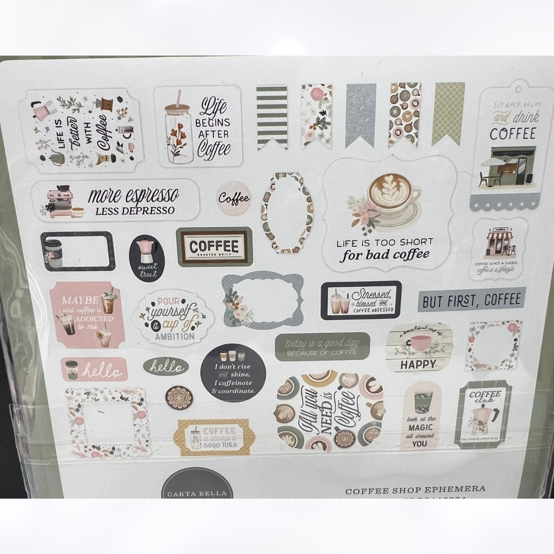 Carta Bella COFFEE 12x12 Paper Kit 6x6 Stickers Ephemera Die Cuts Collection