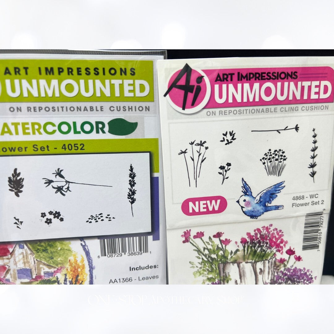 Art Impressions FLOWERS Watercolor Floral Sets 1, 2, & 3 Rubber Stamps Lot