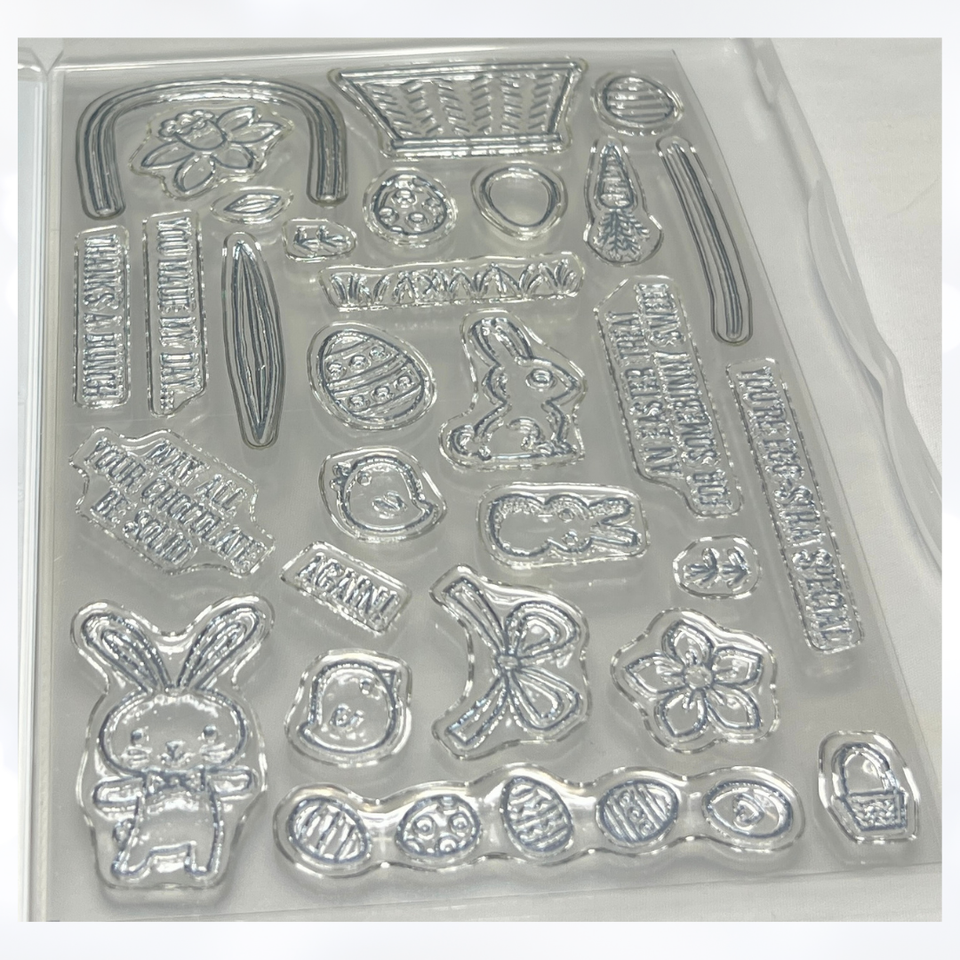Stampin Up BASKET BUNCH Builder Easter Rubber Stamps Framelits Dies